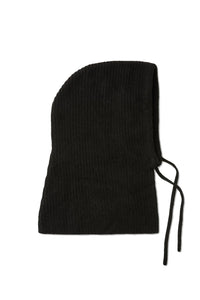 Cashmere Ribbed Balaclava in Black