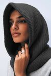 Cashmere Ribbed Balaclava in Black