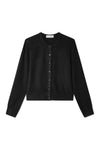 Essential Cashmere Crewneck Cardigan in Black