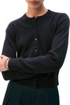 Essential Cashmere Crewneck Cardigan in Black