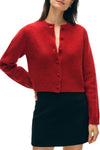 Brushed Cashmere Crewneck Cardigan in Dark Cherry