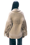 Cashmere Blend Luxe Fringe Coatigan in Ivory