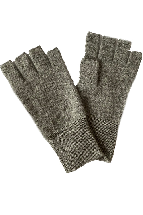 Cashmere Fingerless Gloves in Grey Heather