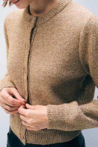 Merino Metallic Cardigan in Champagne Gold