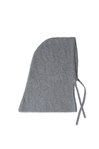 Cashmere Ribbed Balaclava in Grey Heather