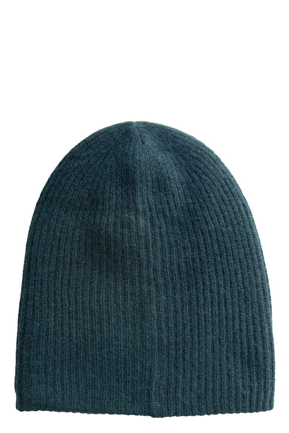 Cashmere Plush Rib Beanie in Dark Emerald
