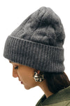 Cashmere Cable Beanie in Graphite Heather