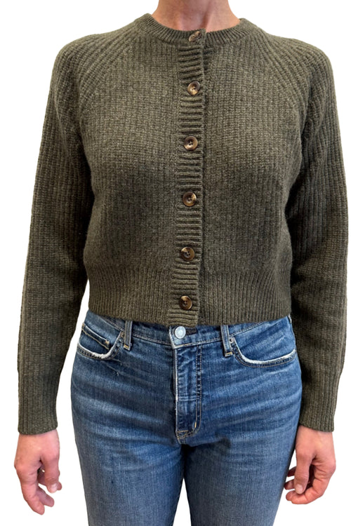 Cashmere Ribbed Button Cardigan