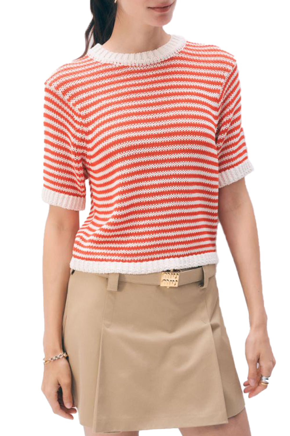 Luxe Organic Cotton T-Shirt in Ecru Sunset Orange