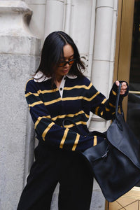 Cashmere Rugby Polo in Deep Navy Rugby