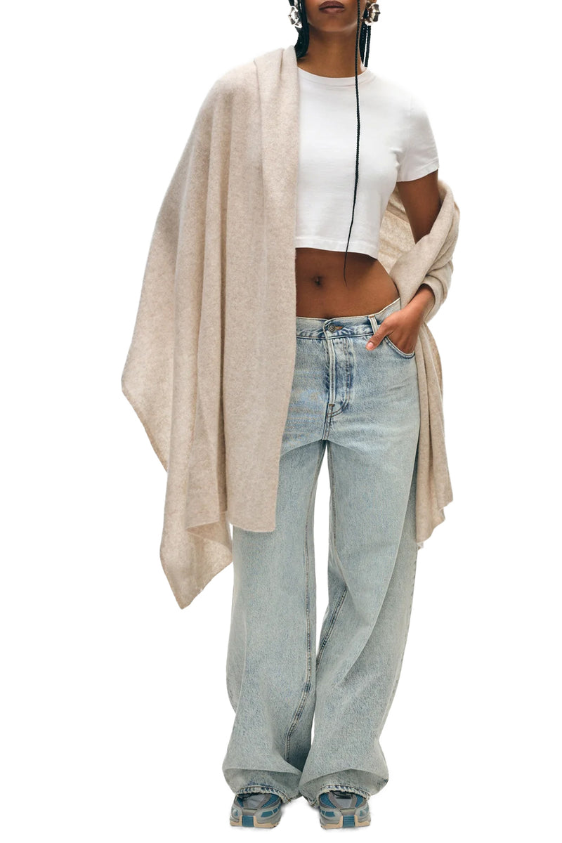 Cashmere Travel Wrap in Sandwisp Heather