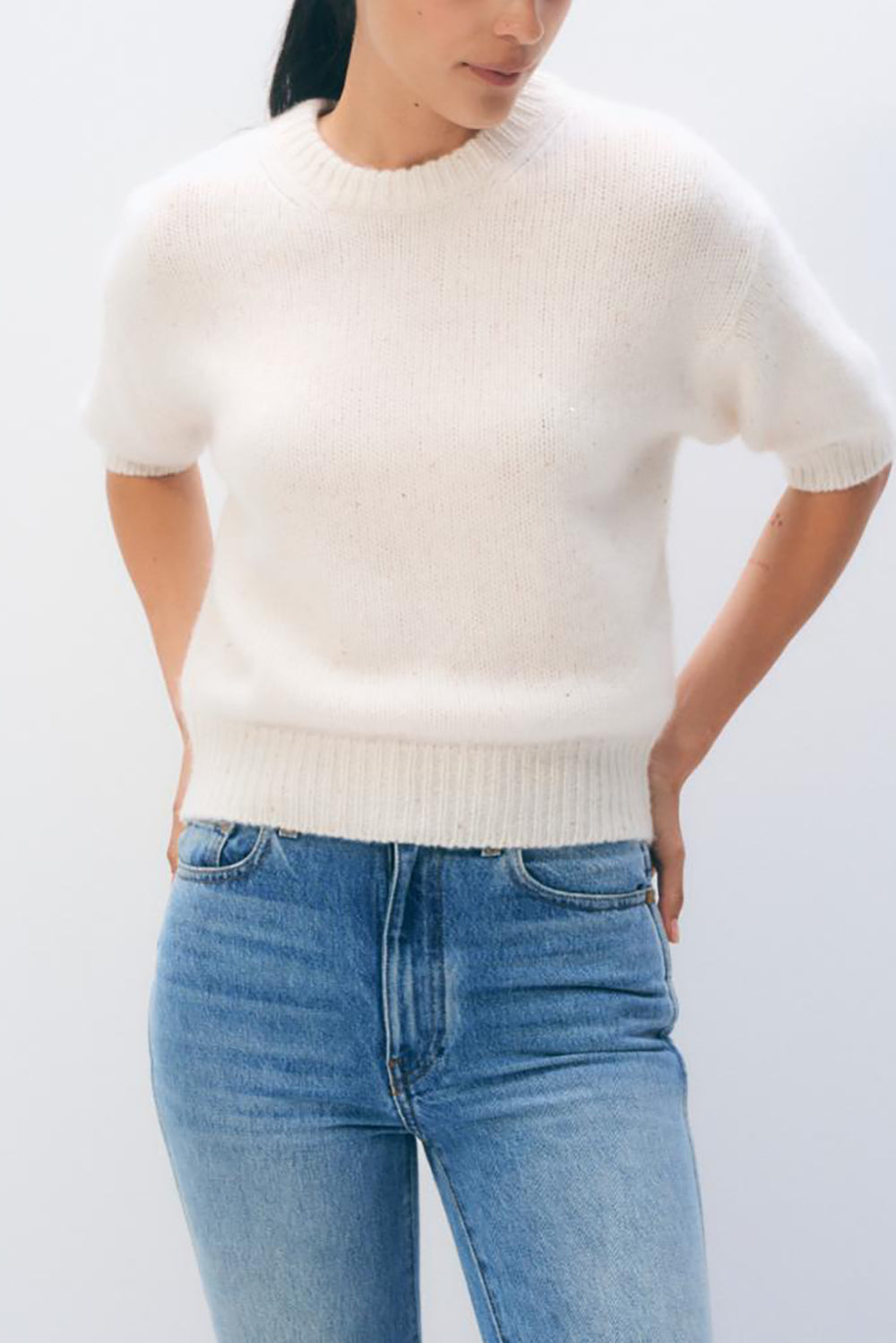 Cashmere Shine Tee in Soft White Shine