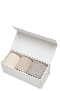 Cashmere Ribbed Sock Pack in Neutral