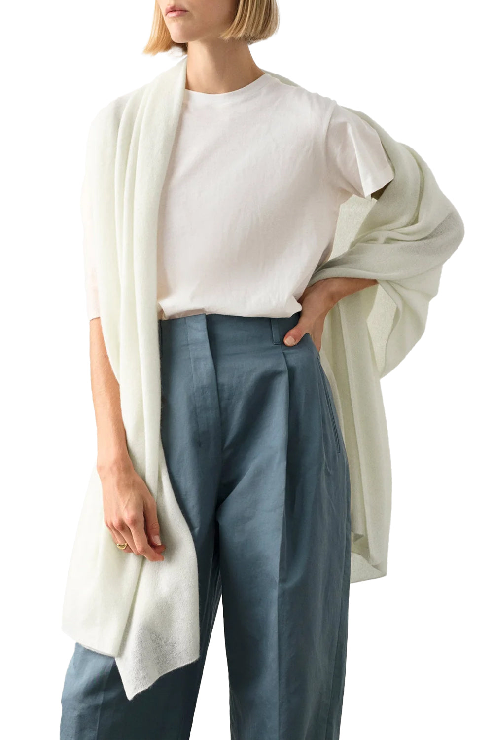 Cashmere Travel Wrap in Soft White