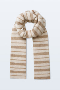 Cashmere Stripe Travel Wrap in Taupe Natural