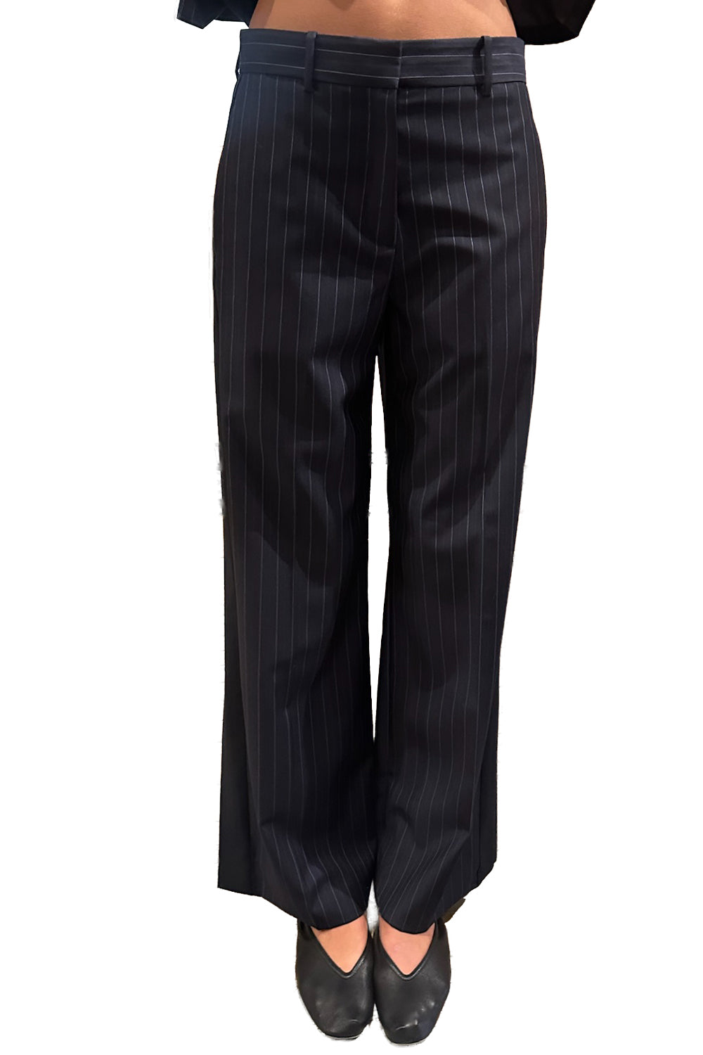 The Jackie Trouser in Midnight Pinstripe