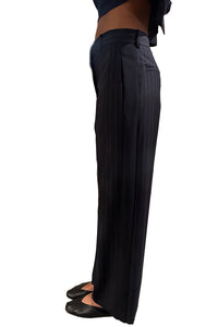 The Jackie Trouser in Midnight Pinstripe