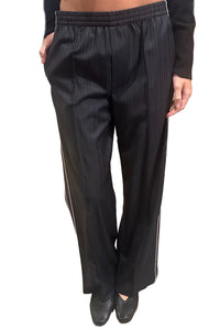 The Chaplin Trouser in Dark Charcoal Stripe