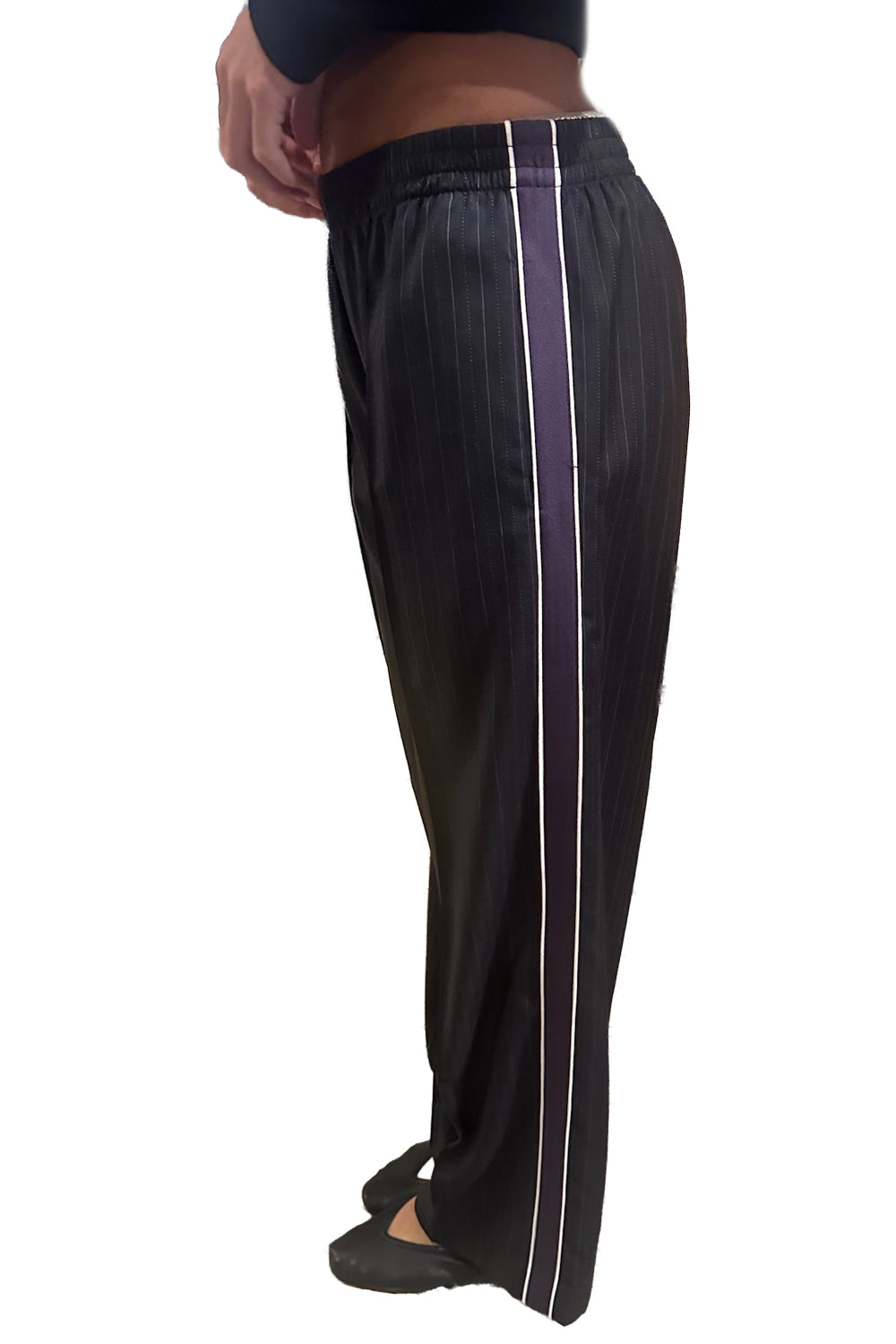 The Chaplin Trouser in Dark Charcoal Stripe