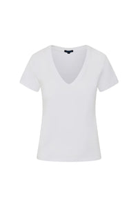 Iconic Pima Stretch Fitted V Neck in White