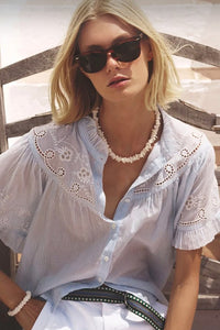 Mae Shirt in Blue White Stripe