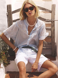 Mae Shirt in Blue White Stripe