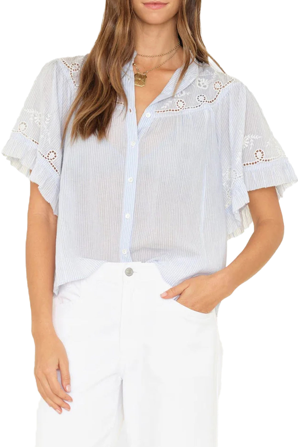 Mae Shirt in Blue White Stripe