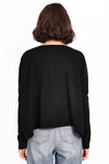 Cashmere Long Sleeve Cropped Crew in Black