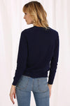 Cotton Cashmere Frayed Edge Crew in Navy