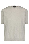 Cotton Cashmere Boxy Frayed Tee in Light Heather Grey