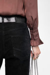 Thely Satin Shirt in Burgundy