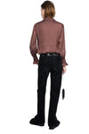 Thely Satin Shirt in Burgundy