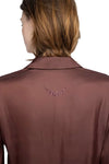 Thely Satin Shirt in Burgundy