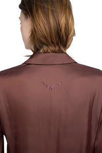 Thely Satin Shirt in Burgundy