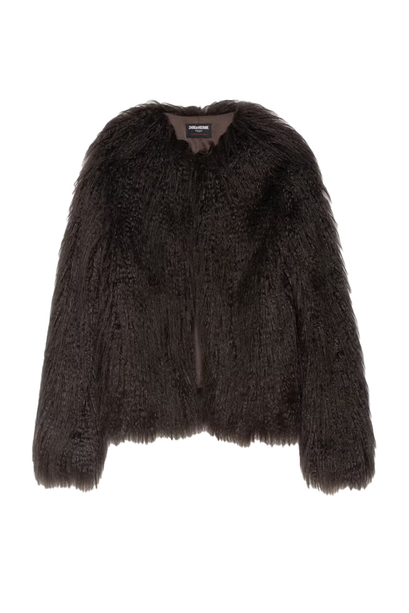 Freddie Faux Fur Coat in Dark Chocolate