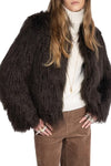 Freddie Faux Fur Coat in Dark Chocolate