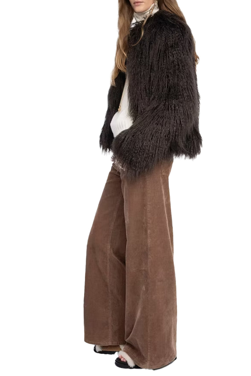 Freddie Faux Fur Coat in Dark Chocolate