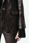 Valse Crinkled Leather Blazer in Land