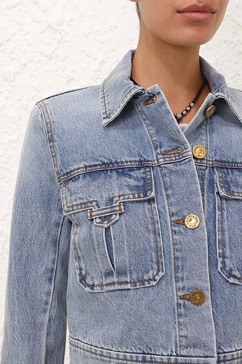 Denim Jacket in Sea Foam