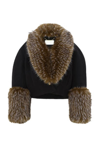 Valiant Faux Fur Collar Jacket in Brown