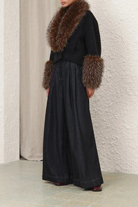 Valiant Faux Fur Collar Jacket in Brown