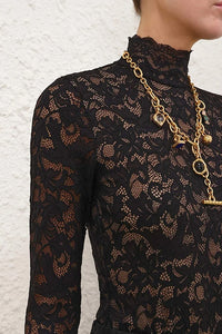 High Neck Bodysuit in Black