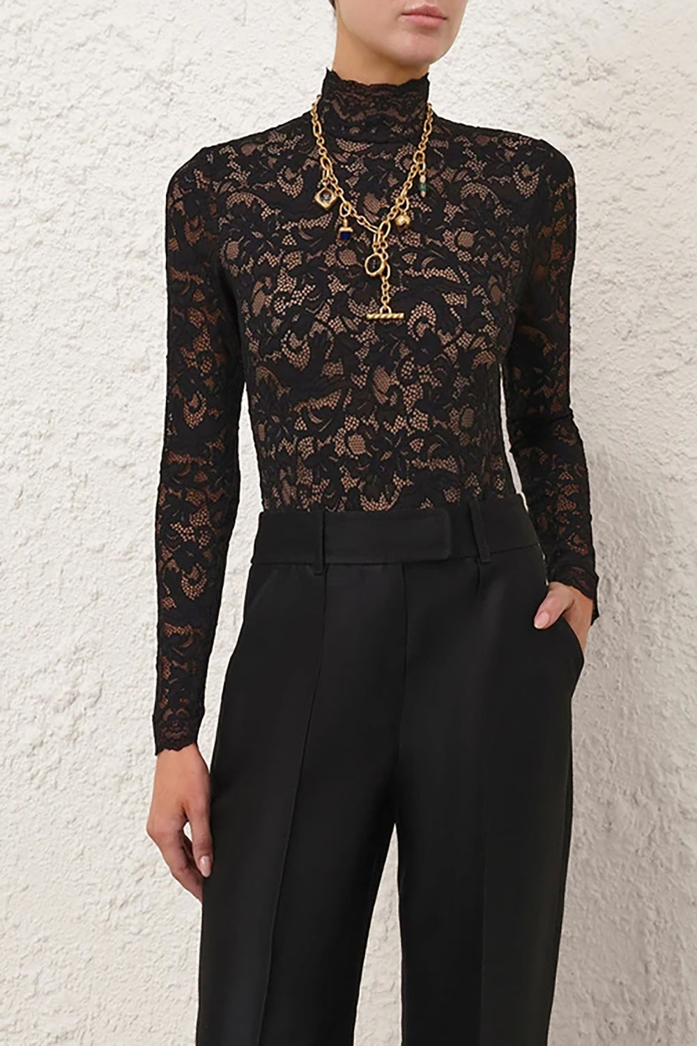 High Neck Bodysuit in Black