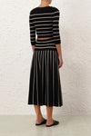 Crush Stripe Cropped Top in Black Cream