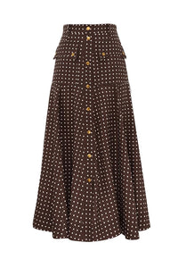 Cargo Midi Skirt in Chocolate Cream Dot