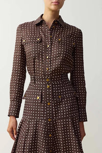 Cargo Shirt in Chocolate Cream Dot
