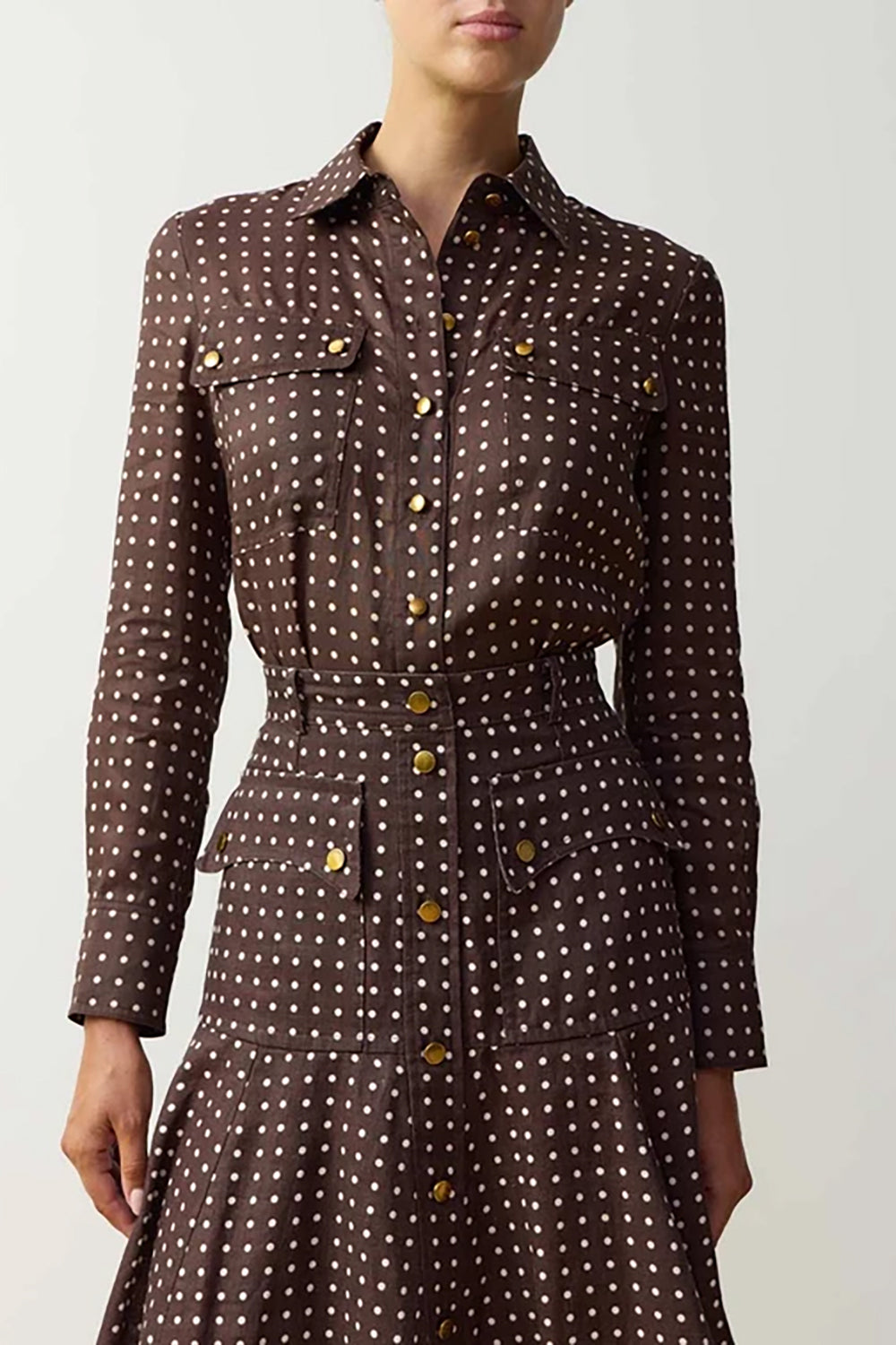 Cargo Shirt in Chocolate Cream Dot