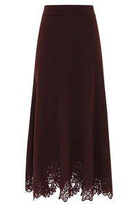 Valiant Merino Lace Skirt in Mahogany