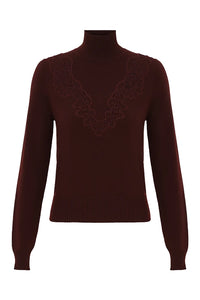 Valiant Merino Lace Turtleneck in Mahogany