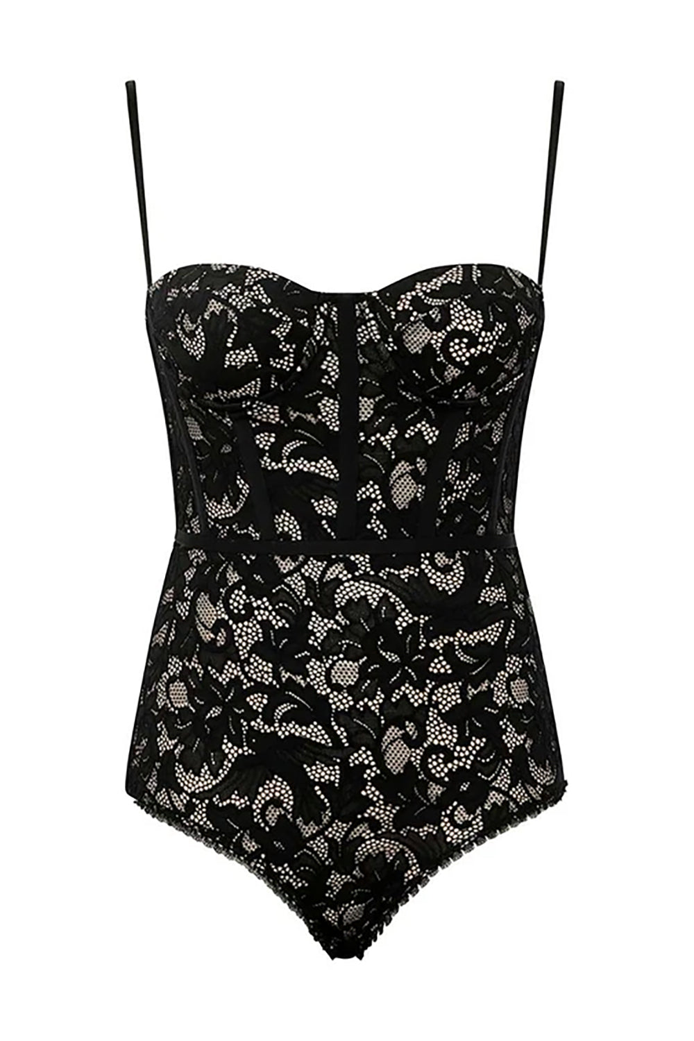 Corset Lace Bodysuit in Black